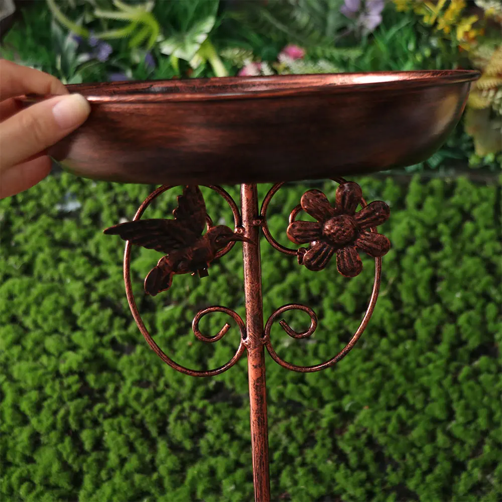 Cast Iron Outdoor Bird Bath Heavy Duty Five Prongs Base Metal Bird Feeder Tipping Eve Rust Resistant Bird Drinking Station Yard