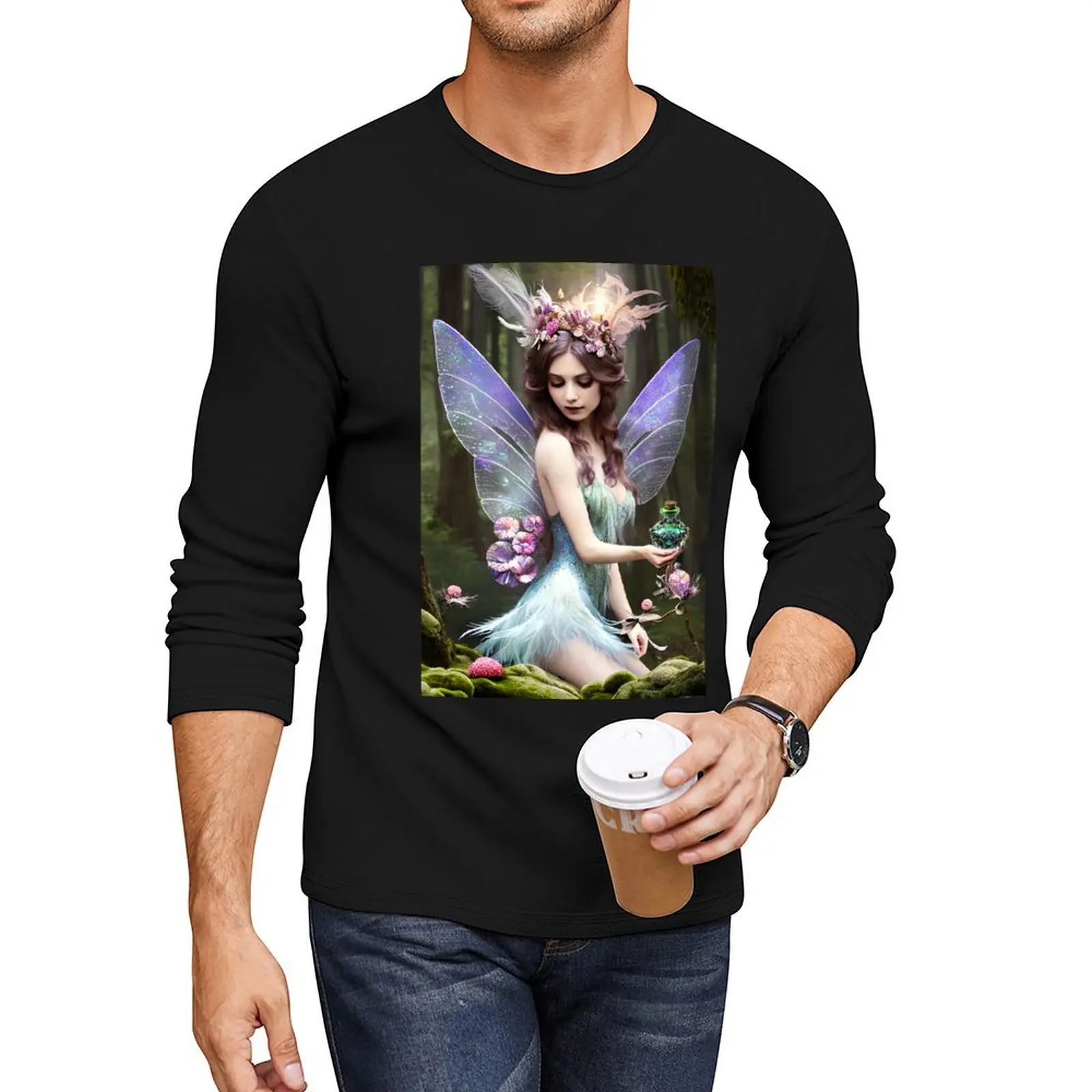 Forest Fairy With Potion Long T-Shirt boys white t shirts mens t shirts