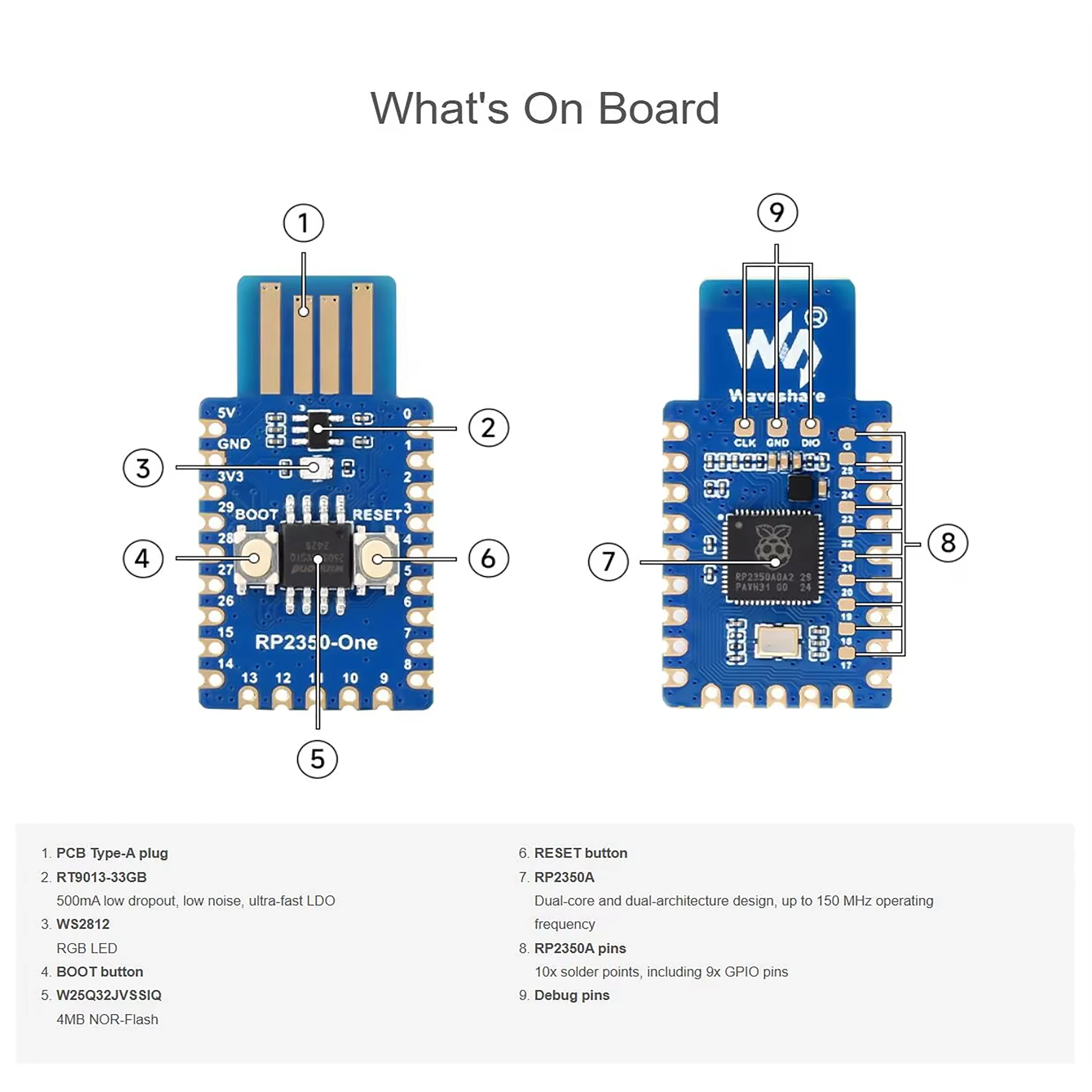 10 قطعة/الوحدة RP2350-One مجلس التنمية بيثون 4 ميجابايت فلاش نوع-A نسخة سهلة التكامل MCU مجلس التنمية في الأوراق المالية