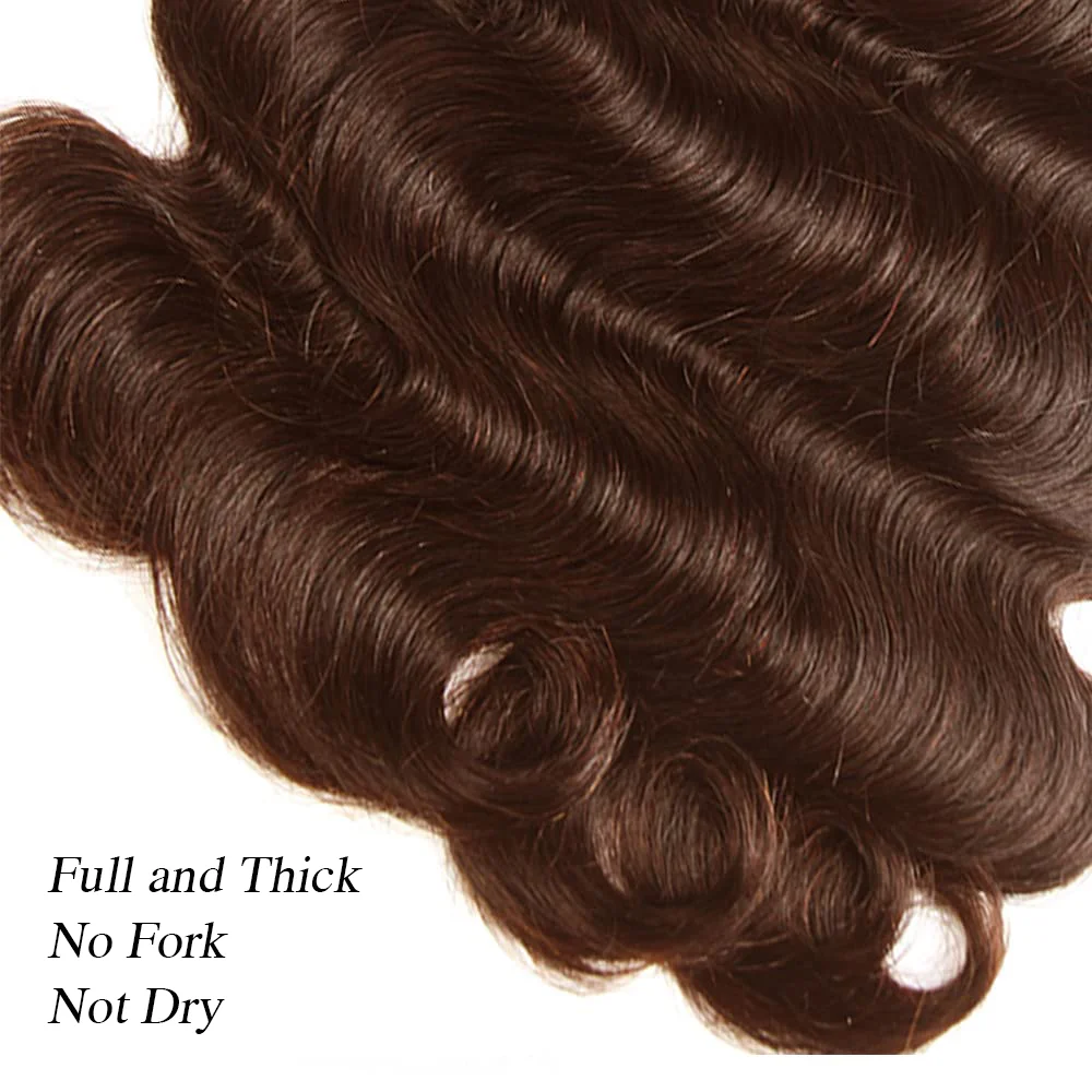 Pacotes de cabelo humano castanho chocolate para mulheres, Body Weave, brasileiro, 100% real, extensões de cabelo, 26 em, 28 em, cor #4