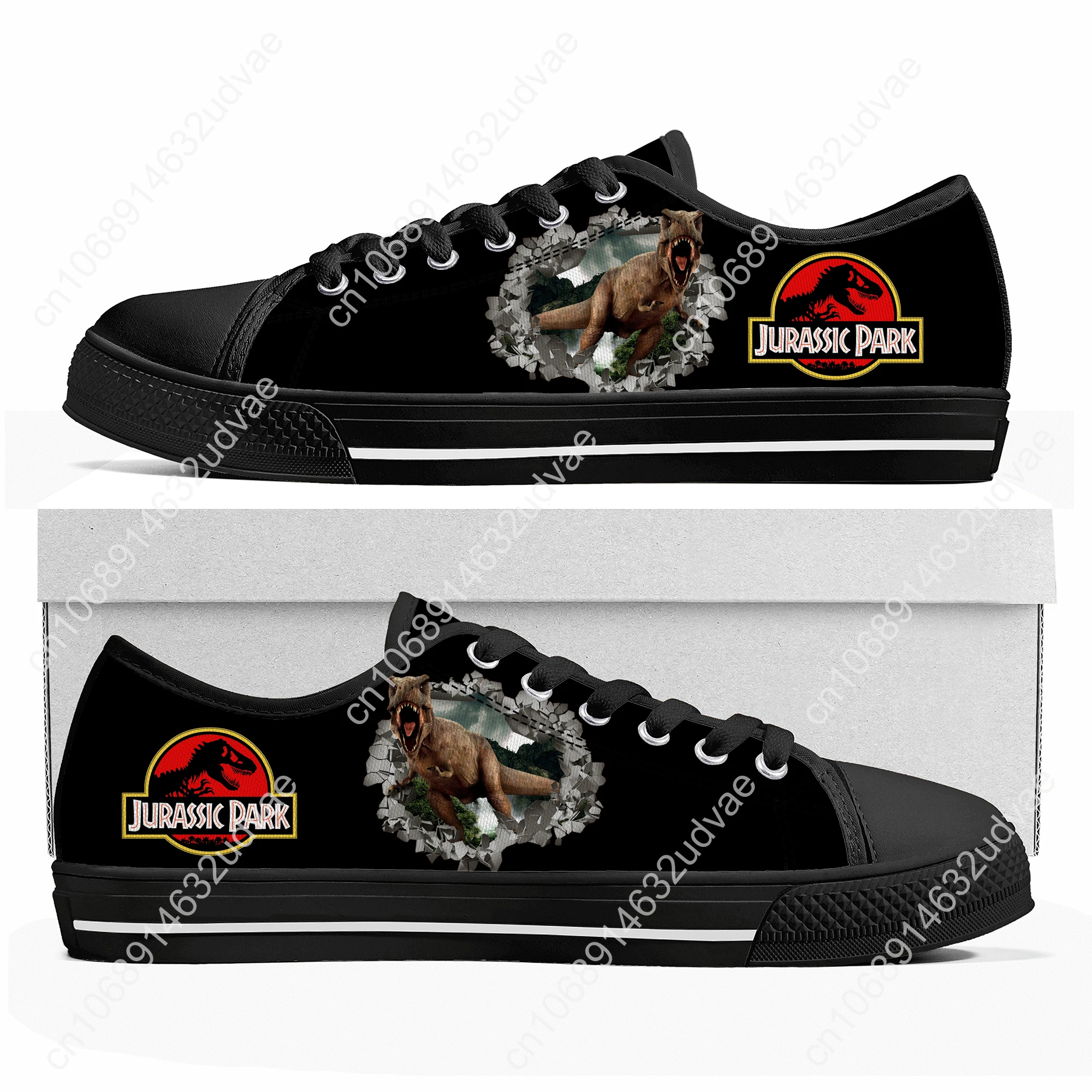 Cartoon Dinosaur World Jurassic Park Low Top Sneakers Mens Womens Teenager High Quality Canvas Sneaker Couple Shoes Custom Shoe