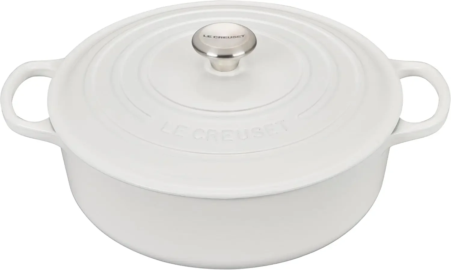 

Le Creuset Enameled Cast Iron Signature Round Wide Dutch Oven, 6.75 qt., White