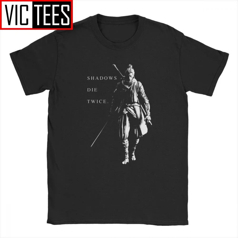 Fun Sekiro Shadows Die Twice T-Shirt for Men Cotton Men T Shirts Wolf Souls Samurai Game Japanese Tee Gift Idea Tops