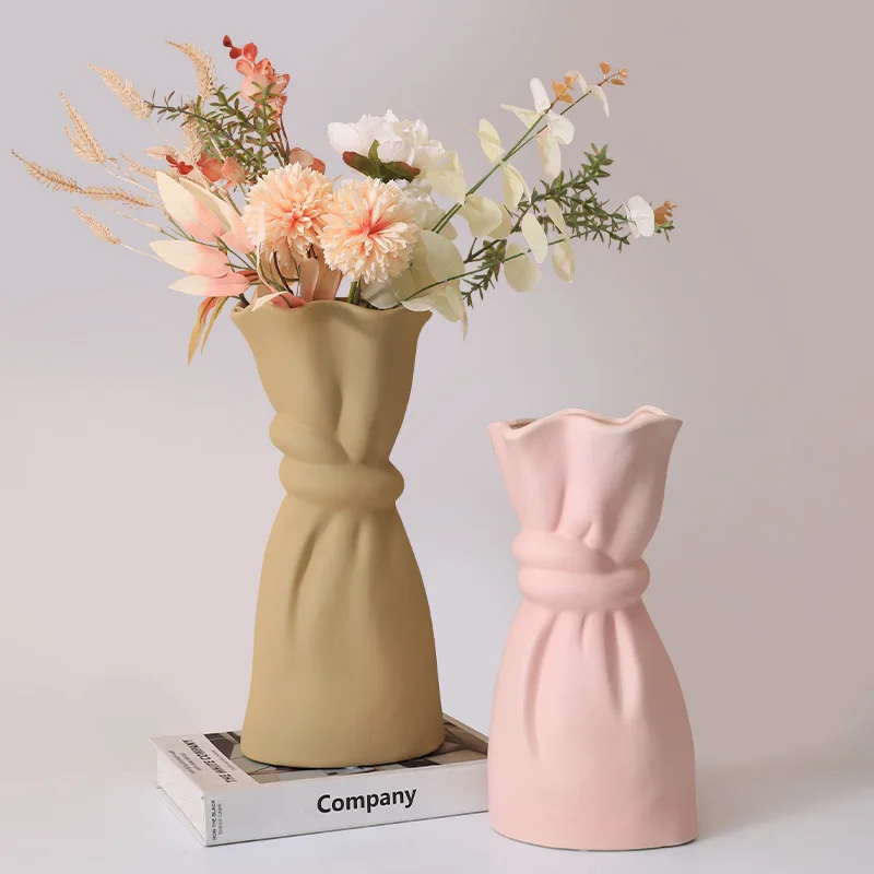 Modern Abstract Rope Knot Shaped Vase Ceramic Flower Handicraft Arrangement Container Wedding Vases Home Decoration