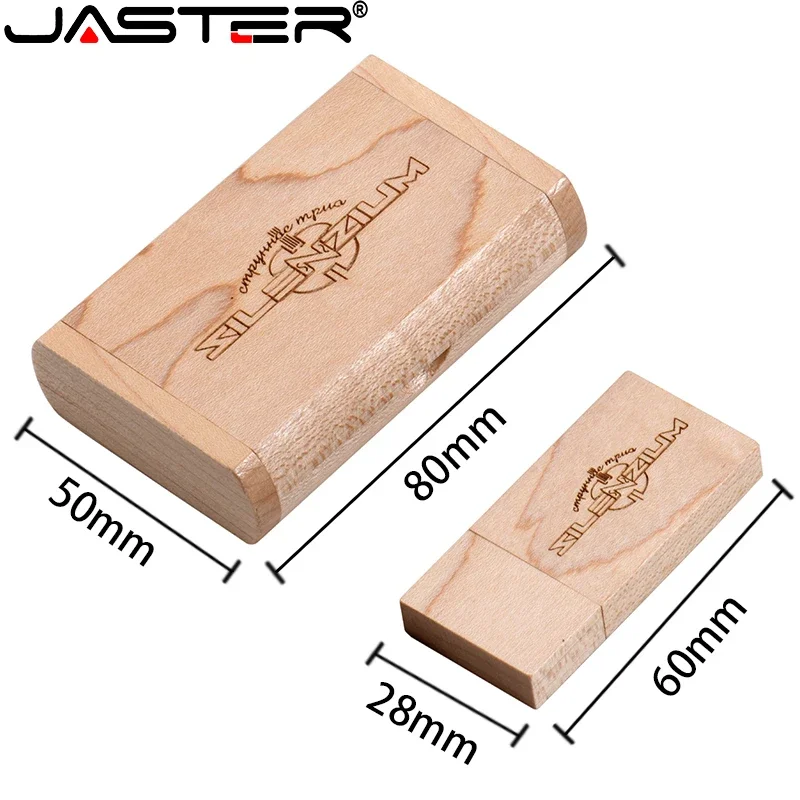 JASTER USB flash drive Creative wedding gifts Pen drive 128GB Maple Wooden box Memory stick 64GB Free custom logo Pendrive 32GB