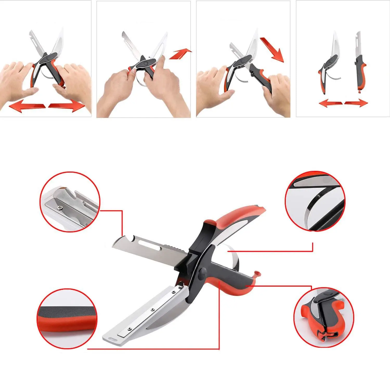 6 IN 1 Kitchen Scissor Cutting Board Utility Cutter Multifunction Stainless Steel Vegetable Meat Scissor kitchen Accessories