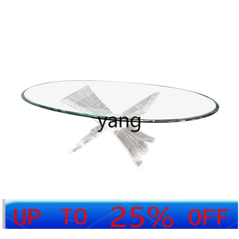 

LTT светлый роскошный прозрачный акриловый журнальный столик из закаленного стекла для офиса, приема, гостиной, овальный маленький журнальный столик