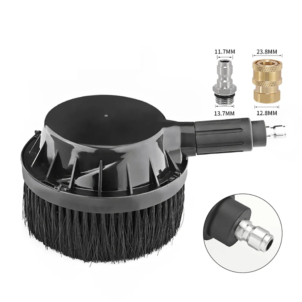 1/4 Inch Quick Connect Rotating Round Brush - Water-Fed Brush Head Attachment for Home Pressure Washers