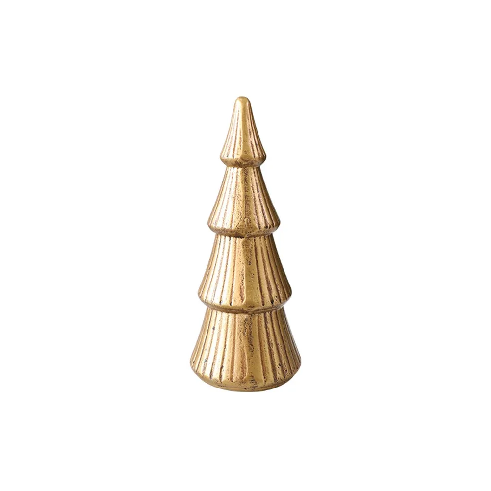 Mini ornement d'arbre de noël en bois or/blanc, pour décoration de maison de vacances, décoration d'ambiance de fête de noël