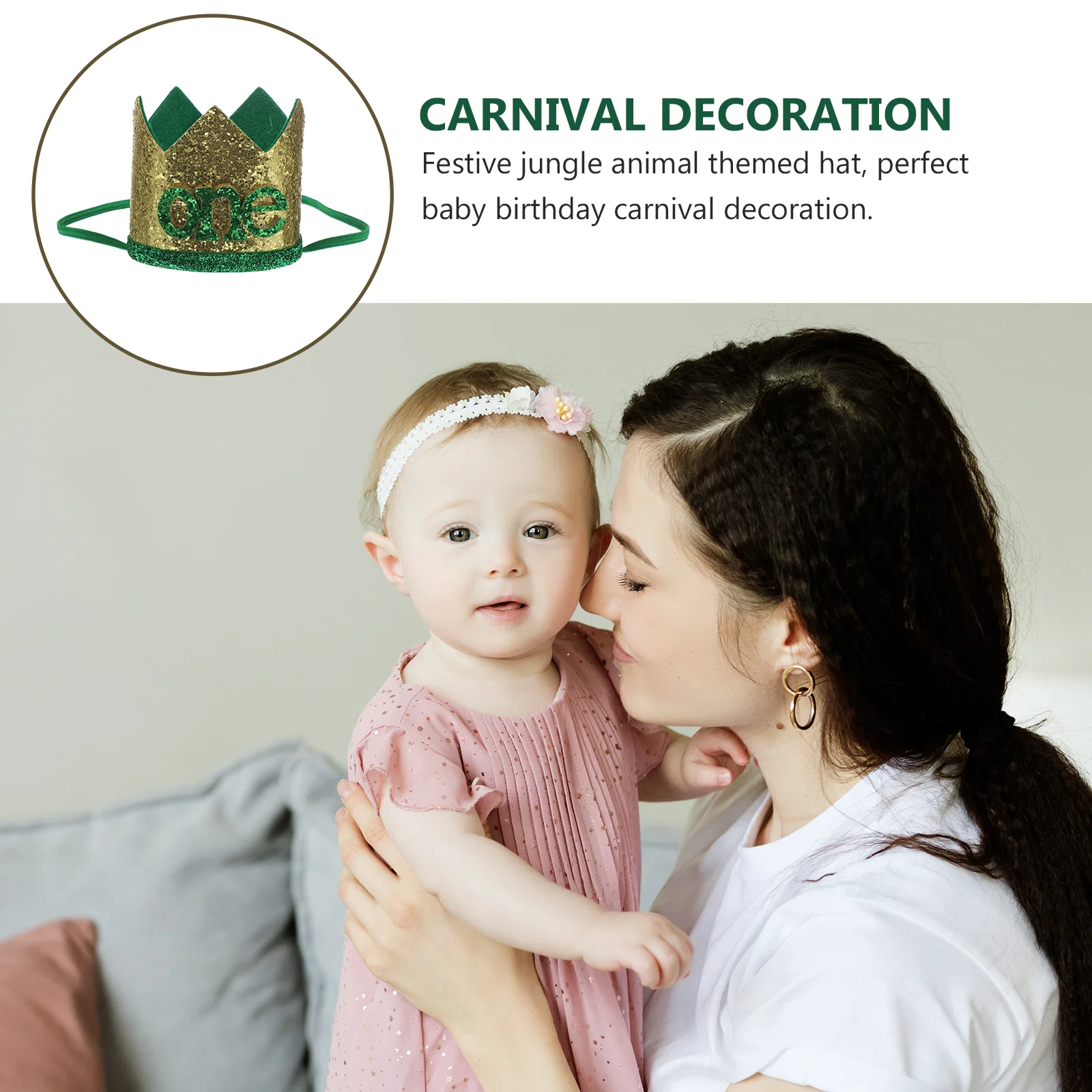 

Festive Jungle Animal Themed Crown For Birthday Party Decoration First Anniversary Carnival Festival