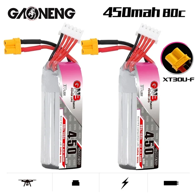 

Gaoneng GNB 4S HV 15,2 V 450MAH 80C/160C литий-полимерная батарея для внутреннего UAV с высоким напряжением авиационная модель FPV радиоуправляемая деталь со стандартной вилкой