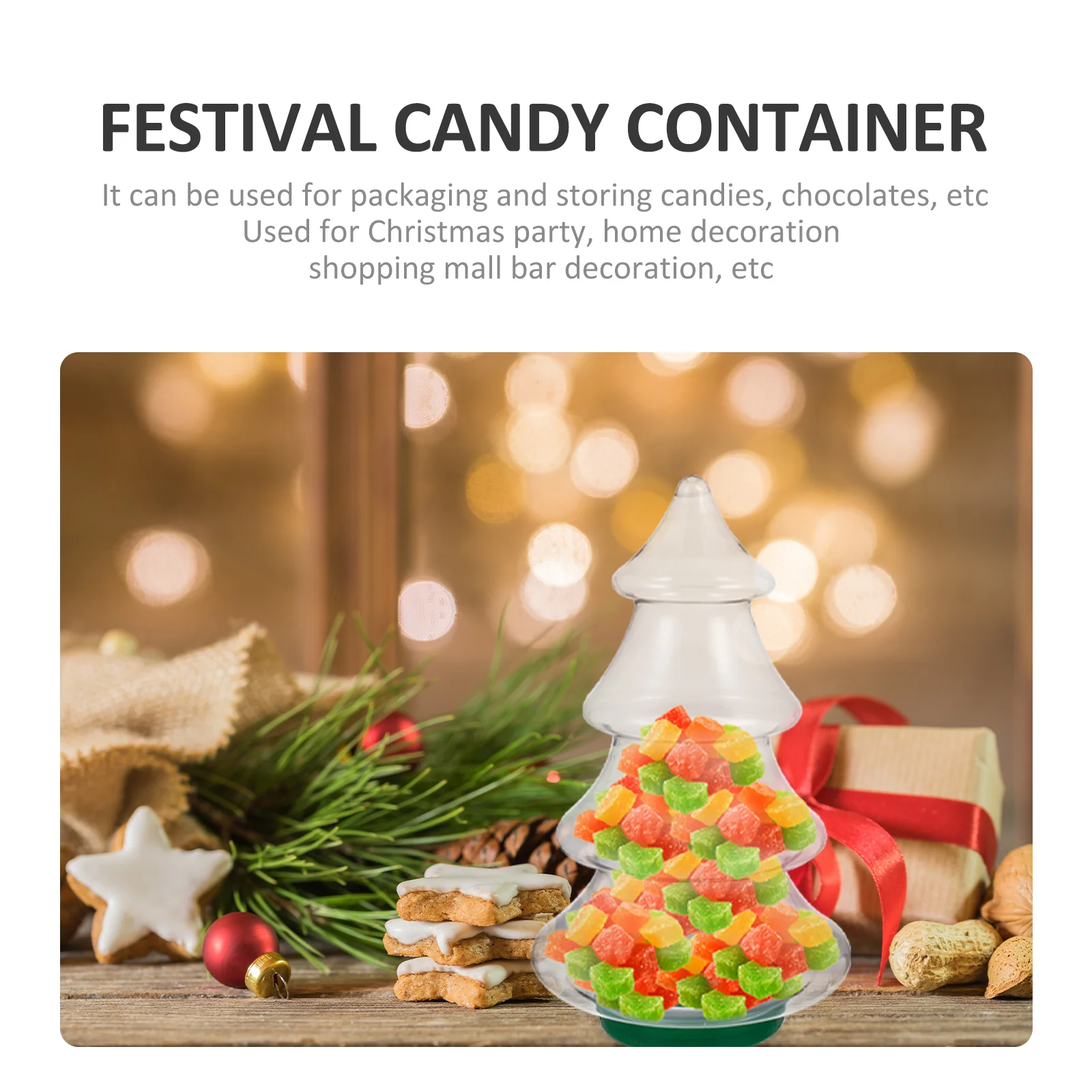 Christmas Candy Jar Plastic Xmas Bottle Festival Container Supplies Tree Storage