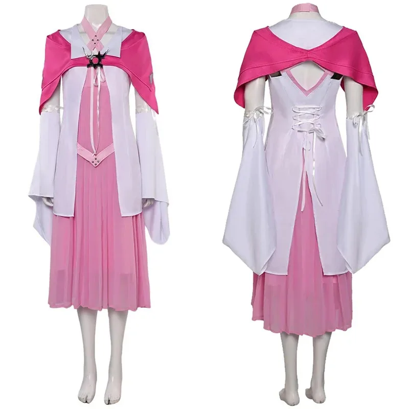FF7 Rebirth Aerith Cosplay Fantasy Abiti rosa Anime Gioco VII Costume Travestimento Donne adulte Gioco di ruolo Fantasia Outfit cm;5