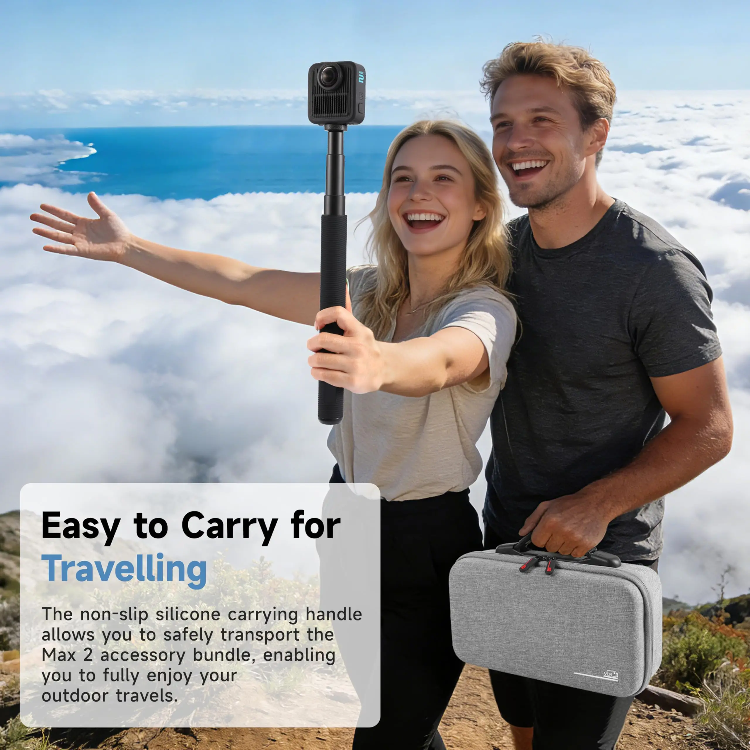Estojo de Transporte para Gopro Max 2, Bolsa de Armazenamento para Viagem, Acessórios Compatíveis com Carregador de Bateria Dupla Max 2/Varas de Exten