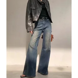 Women Blue Jeans Y2K Style Vintage Fashion High Waisted Streetwear Wide Leg Jean Female Trouser Oversized Baggy Denim Pants