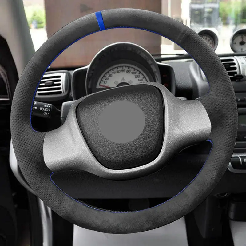 

Замшевый кожаный чехол на руль автомобиля для Mercedes Bnez Smart Fortwo 451 2009 2010 2011 2012 2013 2014 2015 (2 спицы)