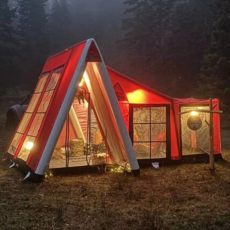 4-Season luxury large-scale camping family inflatable tent, wind-driven camping tent