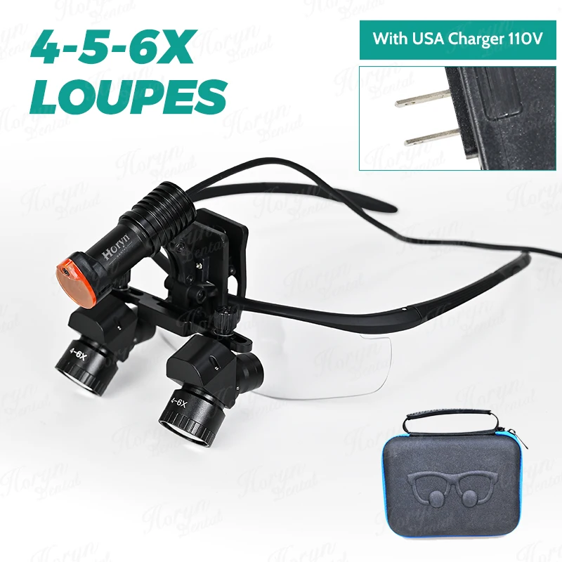 Tandheelkundige verrekijker vergrootglas 4X-6X Verstelbare vergrootglas 5 w LED Geneeskunde verrekijker vergrootglas licht Dental Tool