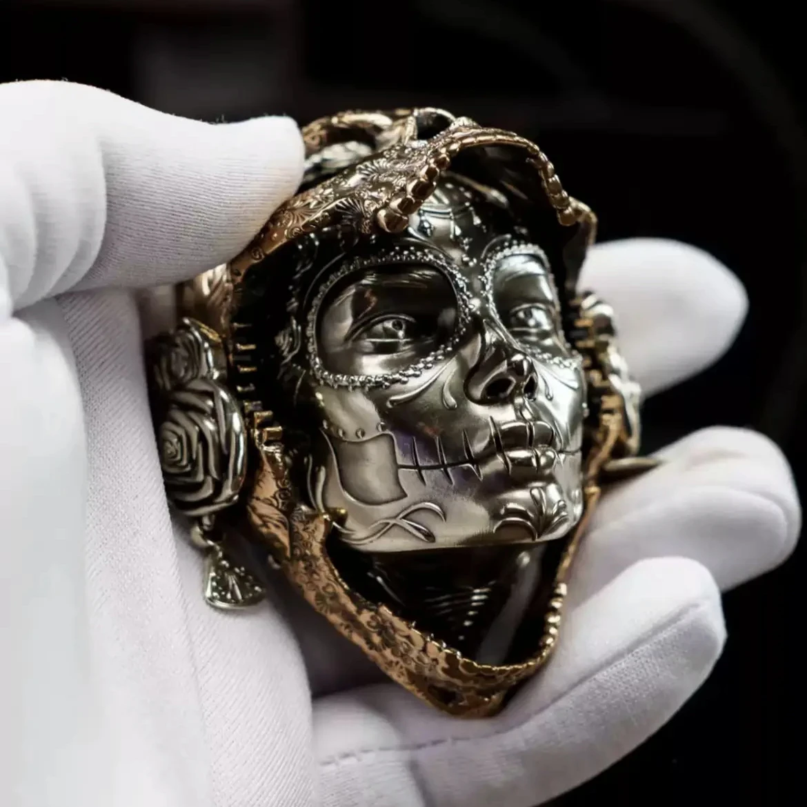 Enchanter Mask Metal Brass Fidget Slider Spinner EDC Toys Anti Stress Sensory ADHD Fidgeting Toys Refrigerator Magnet