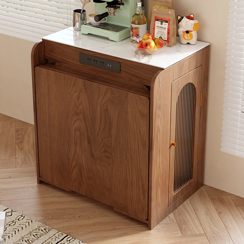 # Solid Wood Modern Extendable Foldable Dining Table With Storage Cabinet Integrated Design Home Furniture