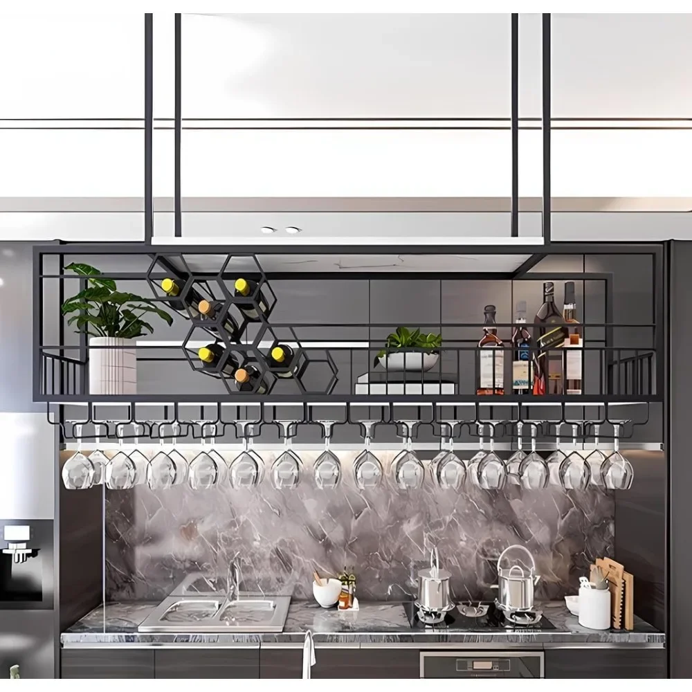 

Ceiling Glass Rack, Large Capacity Hanging Rack, Honeycomb Hanging Racks for Wine Bottles, Wine Storage Display R