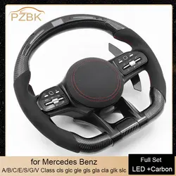 LED Carbon Fiber Steering Wheel Alcantara for Mercedes Benz AMG W204 W205 W206 W213 C63 E63 G55 G500 W212 W463 CLS63 A C E Class