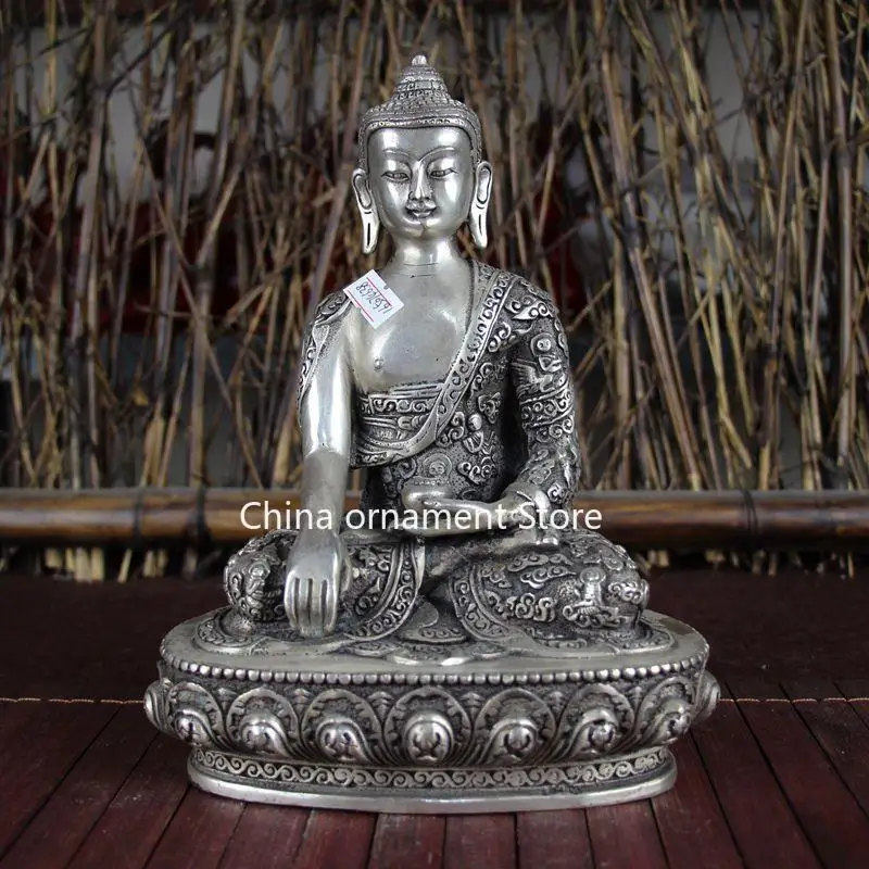 골동품 기타 컬렉션 골동품 청동 흰색 구리 실버, 공부 가정 장식, 부티크 공예 용품, 티베트 부처