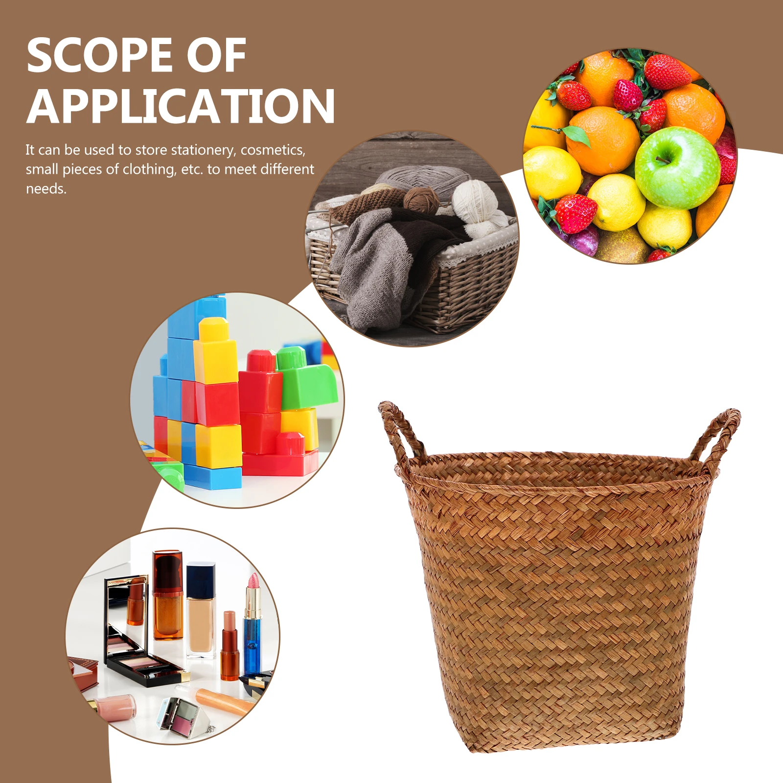 

Handmade Straw Woven Storage Decorative Flower Basket Portable Laundry Basket Shop Handwoven Vegetable Container