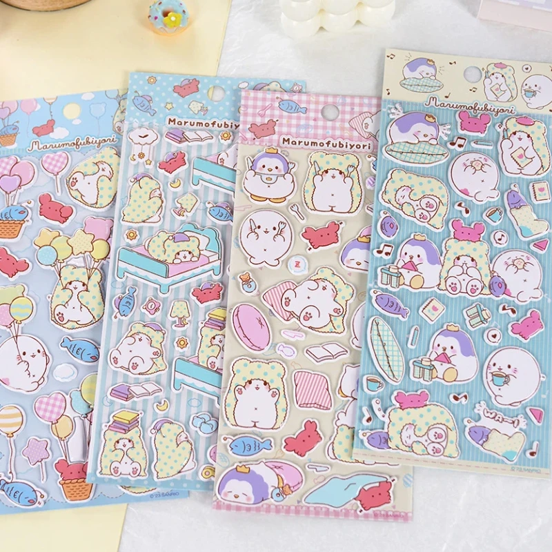 

4pcs Kawaii Blanket Bear 3d Bubble Stickers Sakura Creative Girl'S Diy Phone Case Camera Decoration Children'S Reward Toy