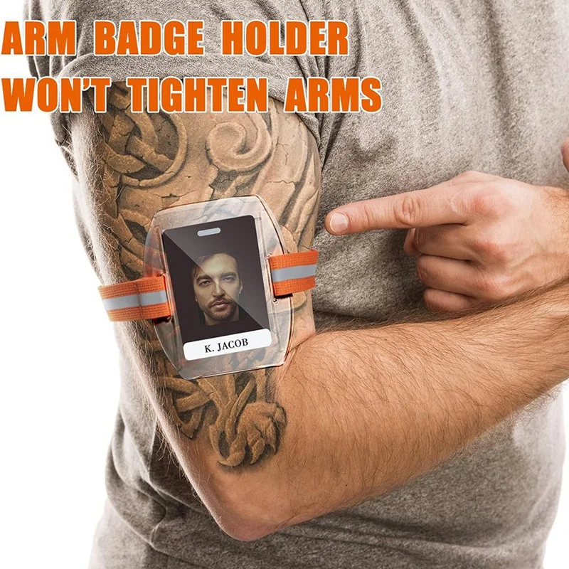 حامل شارة ذراع متين ، شارة معرف ، علامة اسم بلاستيكية شفافة ، مشبك ربط وحلقة ، تناسب آمن