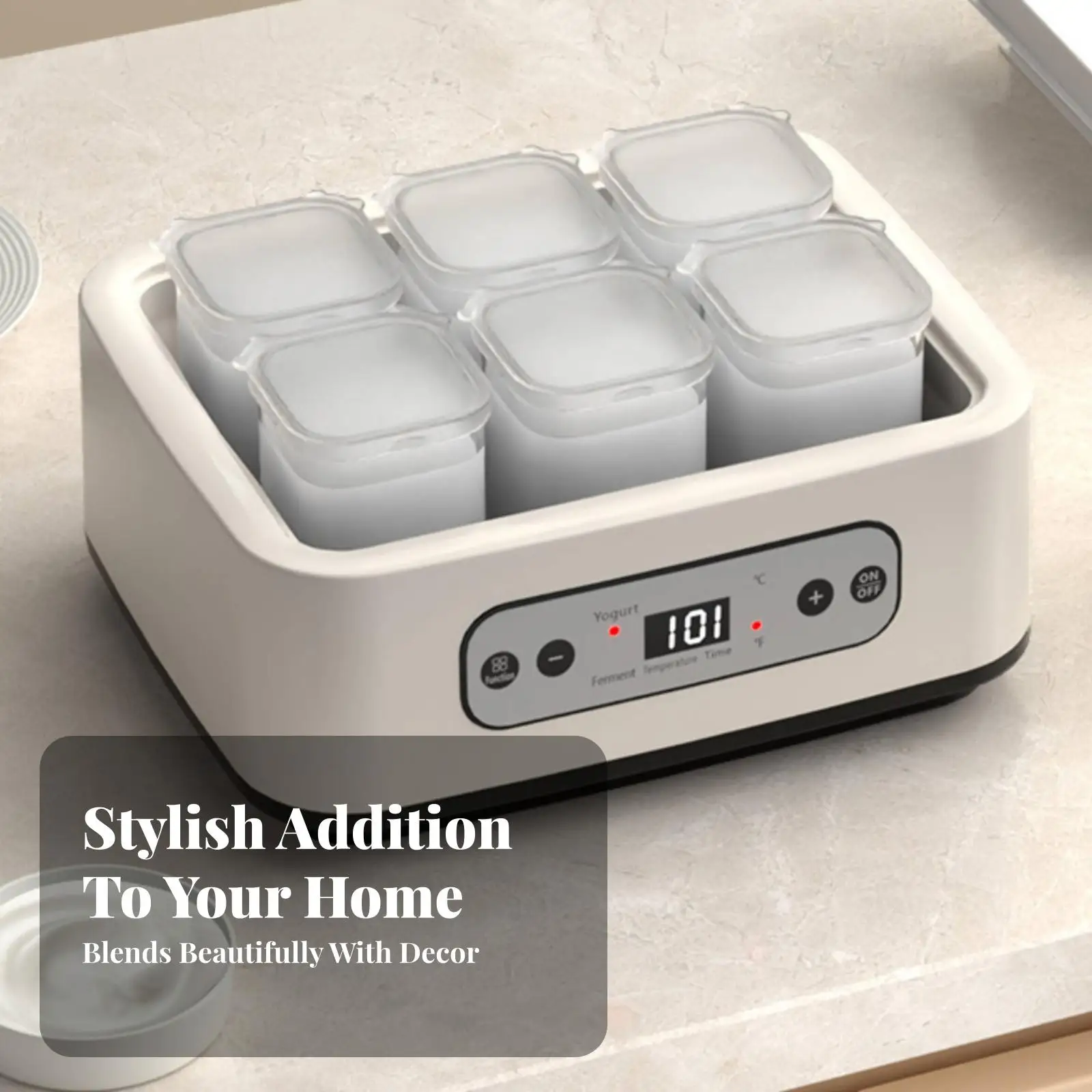 Kitchen Yogurt Maker Device with High Borosilicate Glass Cups for Custom Probiotic Yogurt Creation