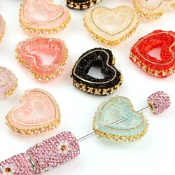 4pcs Random Color Hollow Five-pointed Star Love Sugar Beads Drill Ball Straight Hole DIY Pen Mobile Phone Chain Key Chain