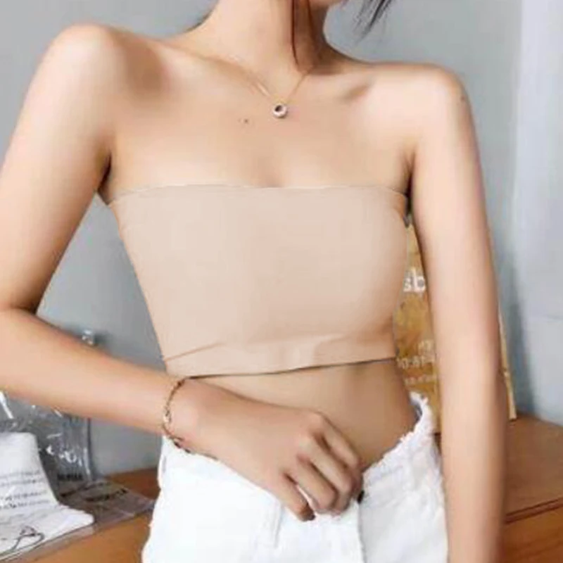 女性用の伸縮性のあるストラップレスブラ,スチールリングなし,パッド入り下着,小さなベスト