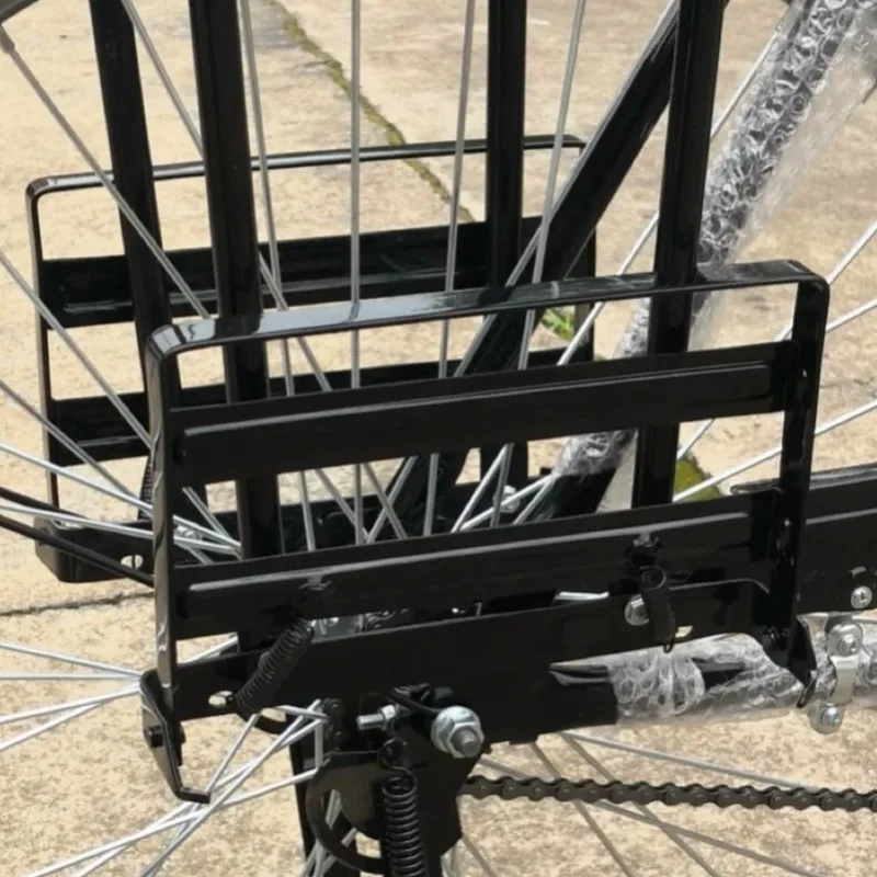 26 Inch Bicycle Luggage Carrier Old‑Style Folding Pedal Rack Rear Wheel Side Bracket Dual‑Side Heavy Load Practical Accessories