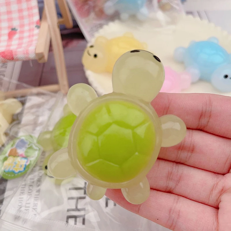 Noctilucent Turtle Squishy Fidget Toy Silicone Slow Rebound Pinch Decompression Toy Cute Elastic Stress Release Vent Toy