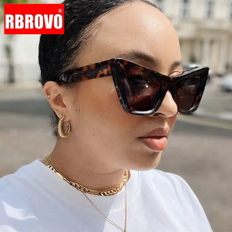 RBROVO Cat Eye Retro Sunglasses Women Oversized 2023 Eyewear Women/Men Stone Markings Luxury Glasses Women Lentes De Sol Mujer