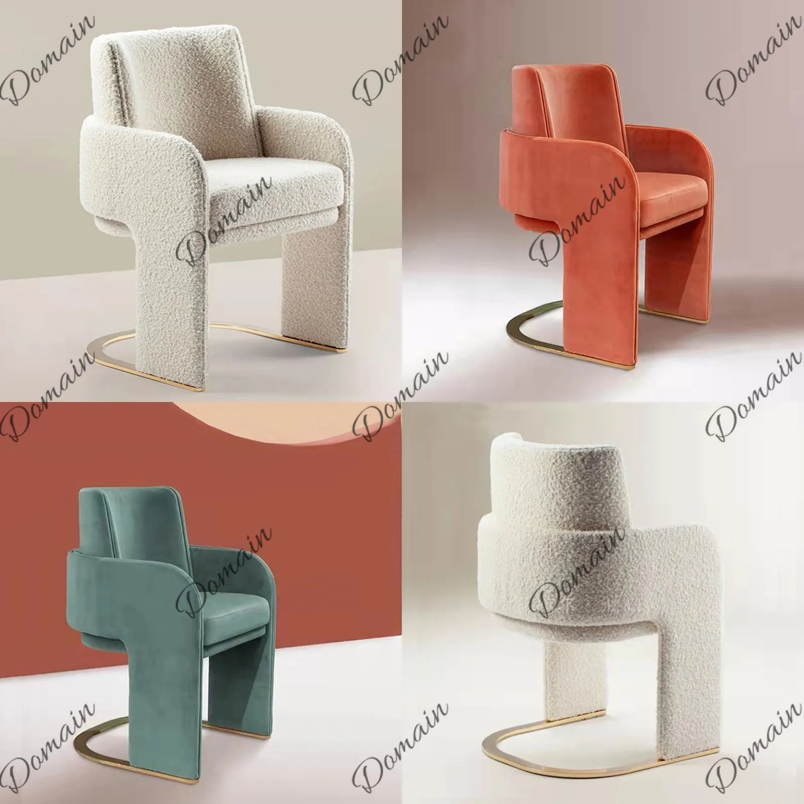 Nordic Modern Stainless Steel Metal Reception Chair for Hotel Club Showroom Creative Designer Dining Chair