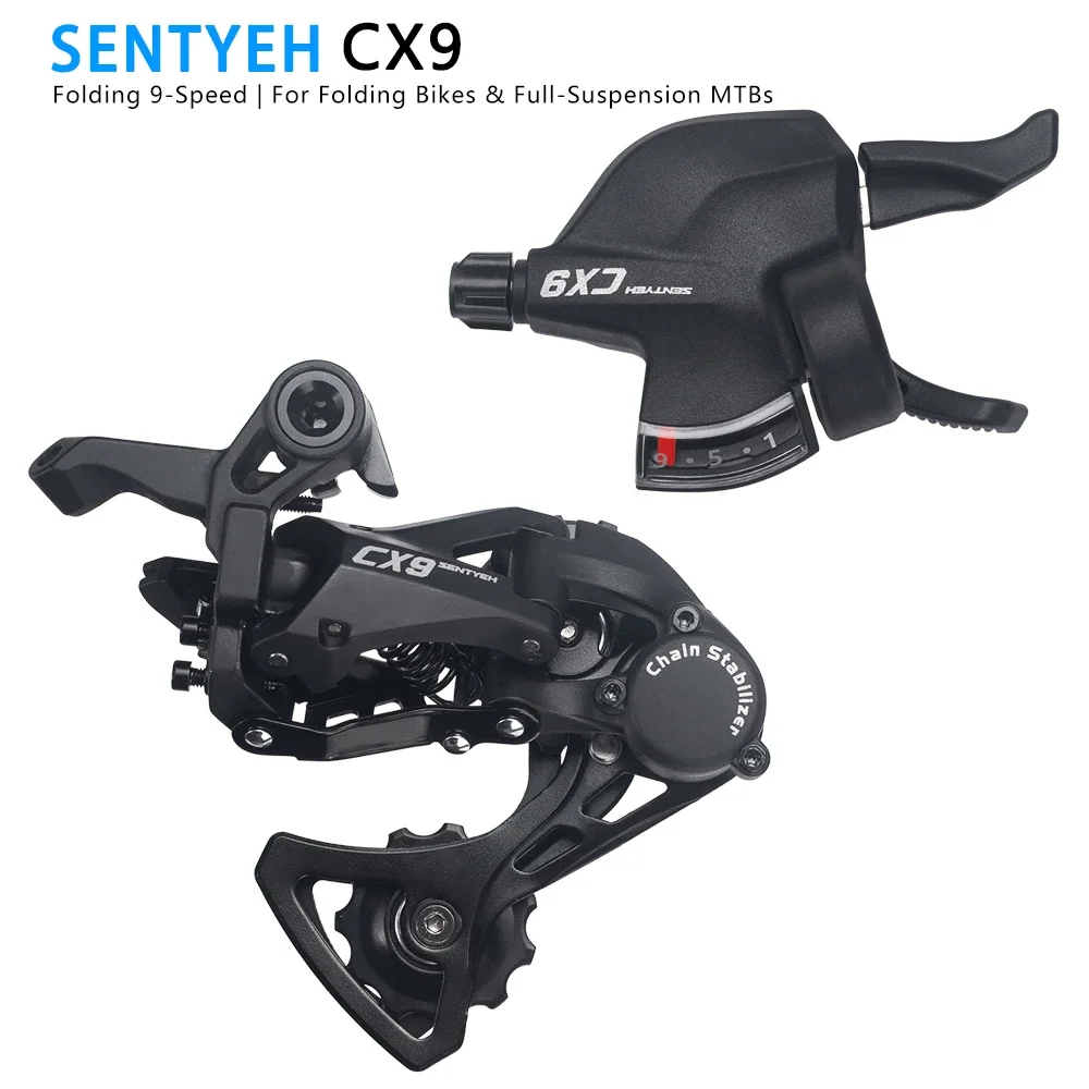 SENTYEH Mountain Bike Rear Derailleur High Tension 9-10s Short Foldable Bicycle Gear Shifting Kit for Cycling Accessories