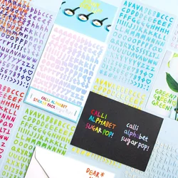 10pcs Gradient Colored Alphabet Numbers Decorative Stickers Material Sticker Scrapbooking Label Diary Cup Phone Journal Planner