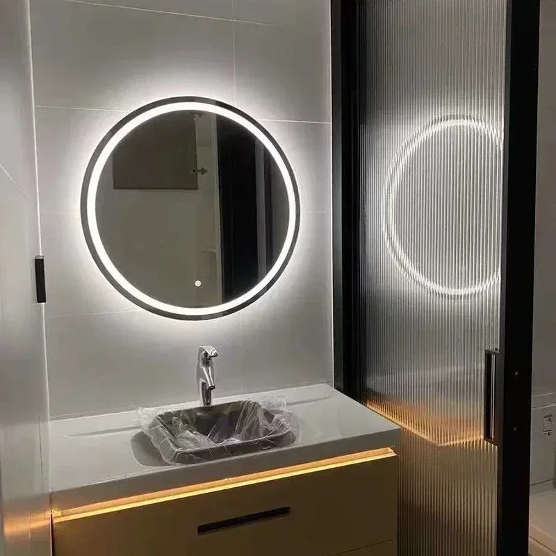 European Smart Bath Mirrors Toilet Vanity Makeup Mirror with Light Anti-fog Touch Sensor Luminous Mirrors Home Bathroom Mirror