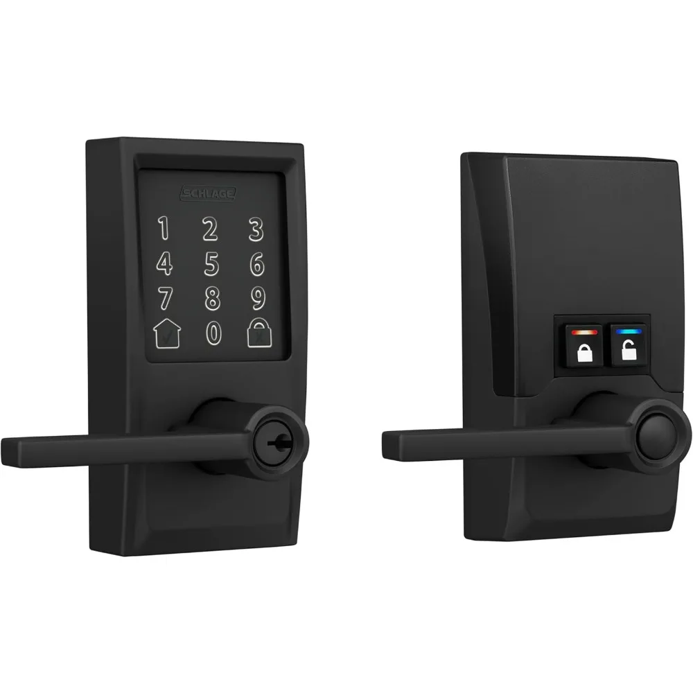 FE789WBCEN622LAT Encode Century WiFi Latitude Lever Smart Keyless Entry Touchscreen Door Lock, Matte Black