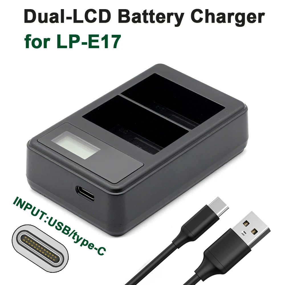LP-E17 LCD Dual Slot Battery For Canon  EOS R50 R10 R8 RP M3 M5 M6 Mark II 200D 750D 760D 800D 850D M6 Mark II Camera Charger
