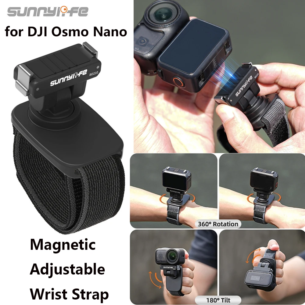 

Sunnylife 360 Degree Rotation Hand Strap Mount for DJI Osmo Nano Camera Wristband Magnetic Quick-Release Wrist Strap Mount Parts