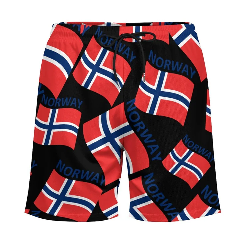 Short de plage imprimé 3D Norway Feel pour homme, séchage rapide, short de planche de surf, maillot de bain de sport, pantalon court respirant, mode