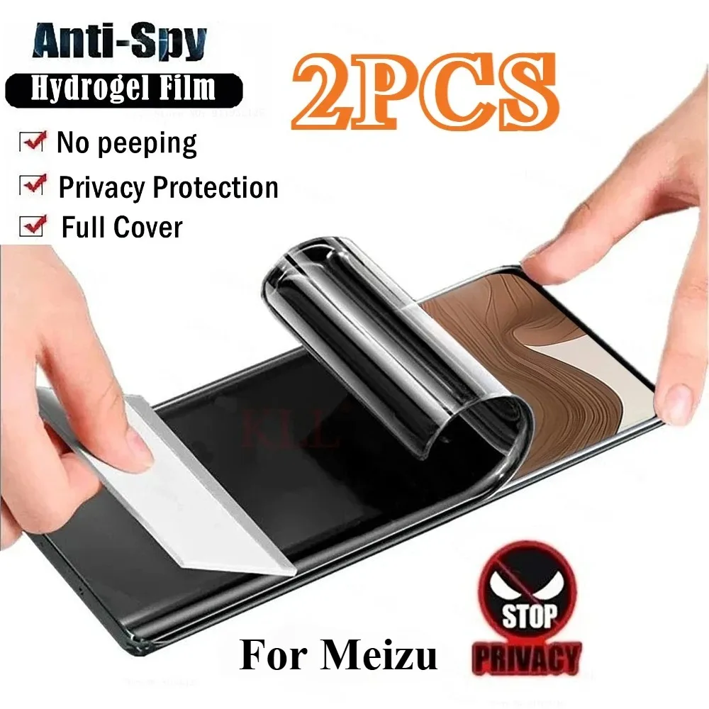 2Pcs Anti-Spy Screen Protectors for Meizu Lucky 08 Blue 20 Mblu 22 21 Privacy Hydrogel Film for Meizu Note 21 20 Pro 20 18 17