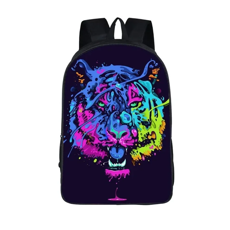 Mochila de tigre fresco con pintura al óleo para adolescentes, niños y niñas, mochilas escolares para hombres y mujeres, mochilas de almacenamiento de viaje informales