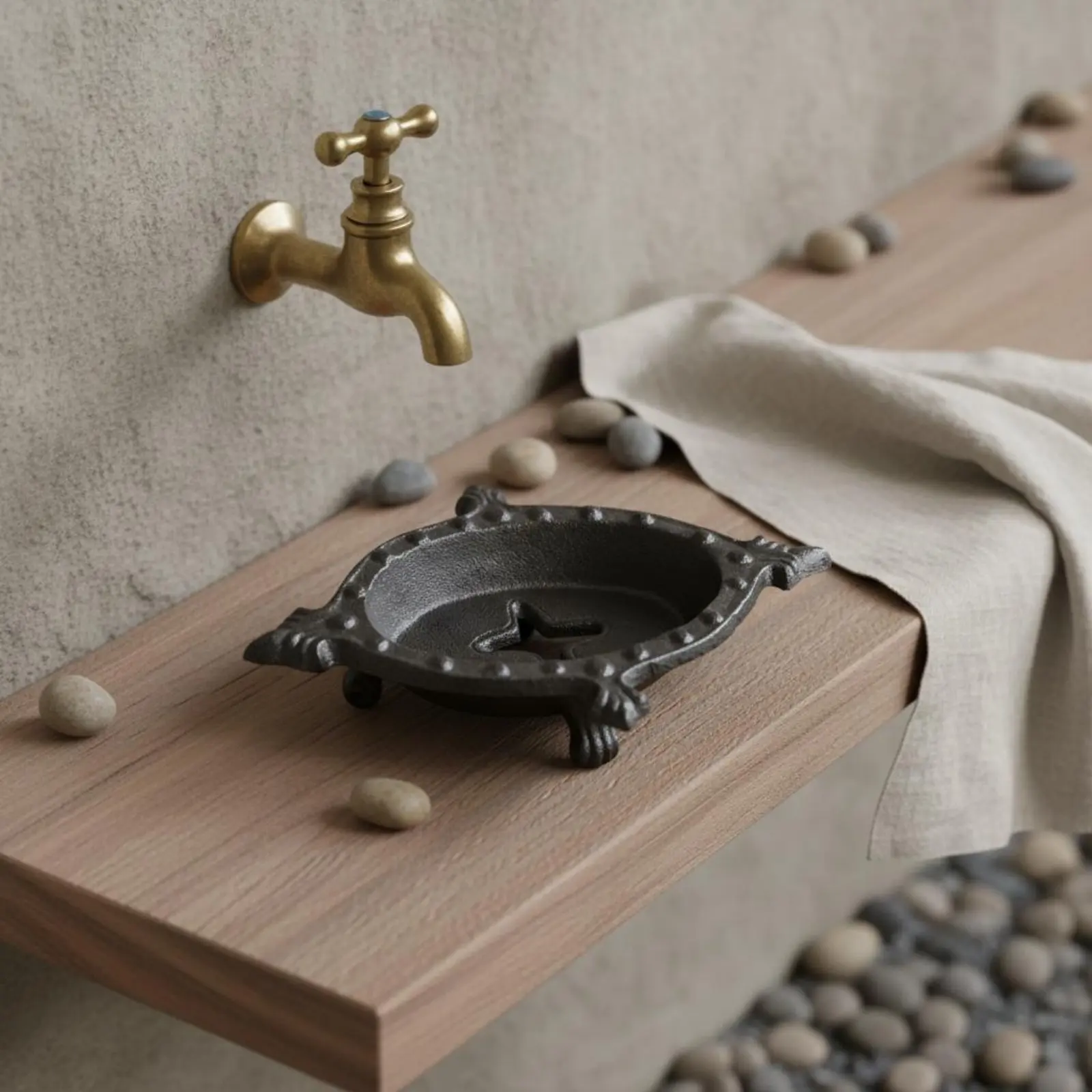 

Cast Iron Soap Dish Decorative Abstract Iron Soap Holder Home Decor Handmade Look Countertop Use for Garden