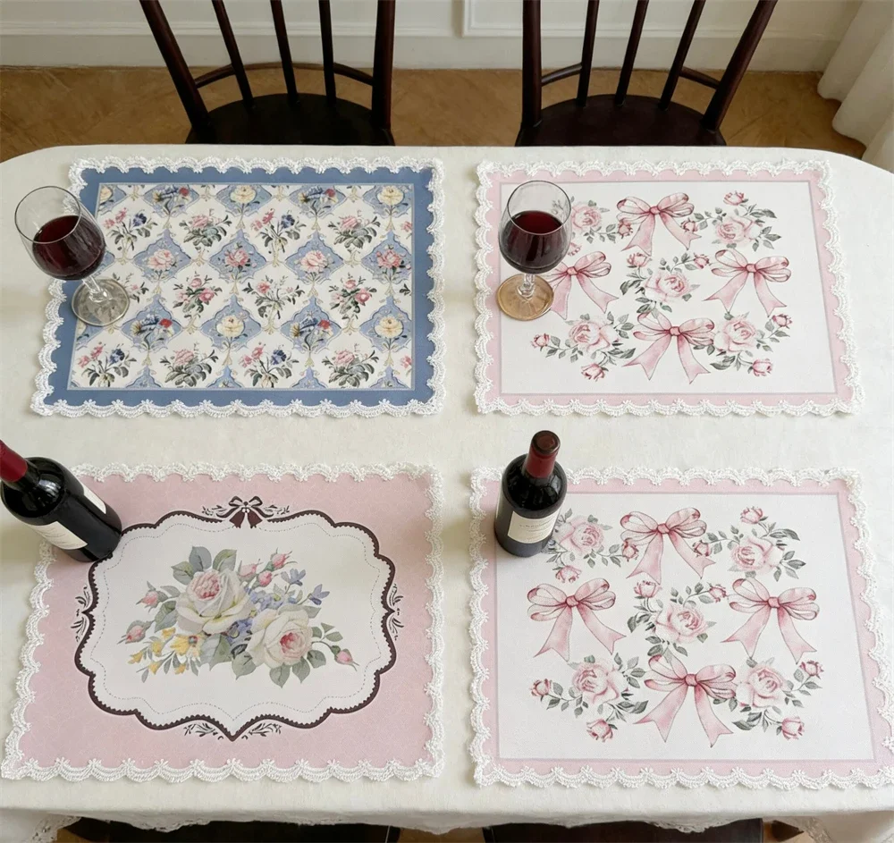 Set de table en dentelle de style européen vintage, pour la maison, le salon, la table basse, imperméable, anti-huile, anti-brûlure, isolant thermique