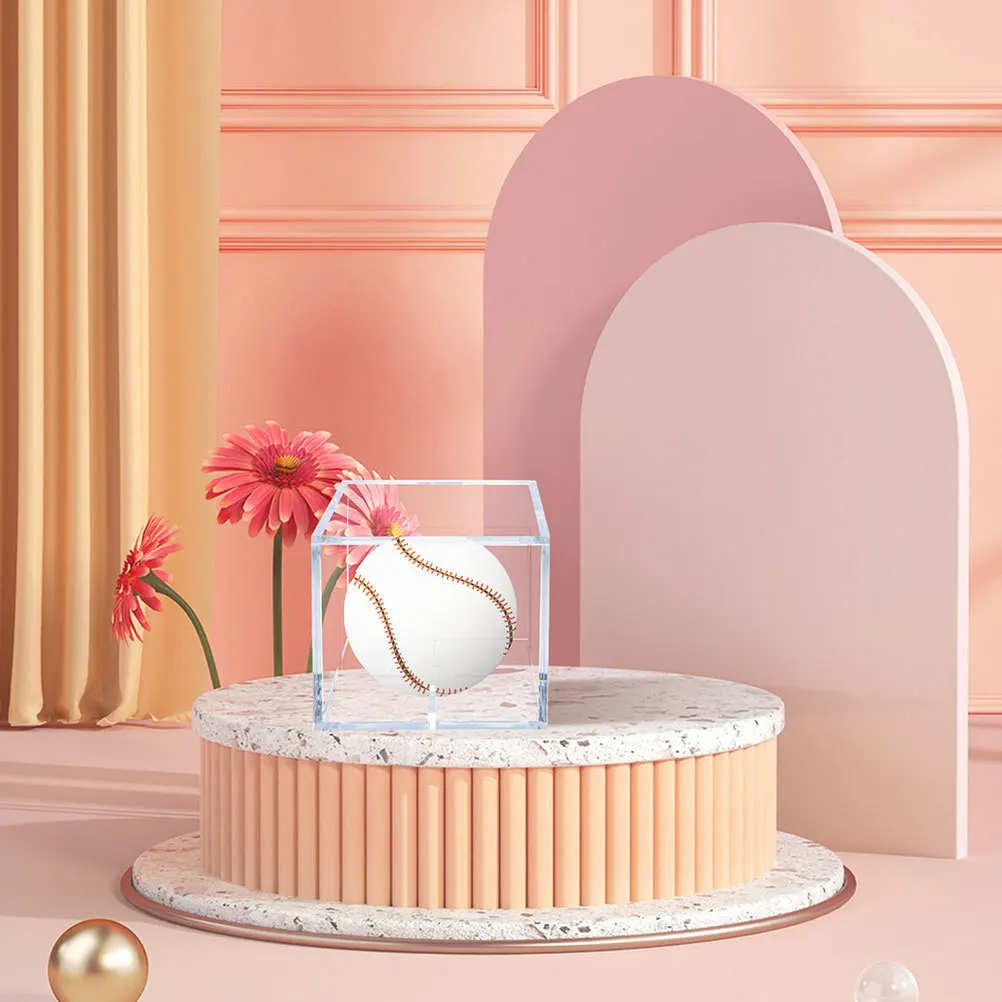 

1Set Transparent Acrylic Baseball Box with for Showing Collections Easy to Clean Small Space Saving