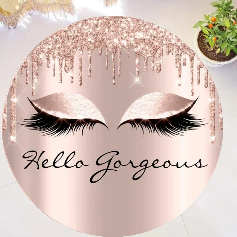 Shiny Cartoon Eyelash Lashes Round Rug Funny Eye Circle Carpet Home Living Room Girls Bedroom Dorm Decor Floor Mat Chair Mats